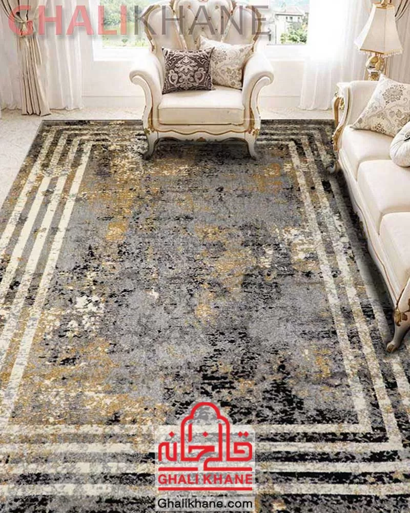 گلیم فرش ماشینی ساوین کد 4137 نقره ای