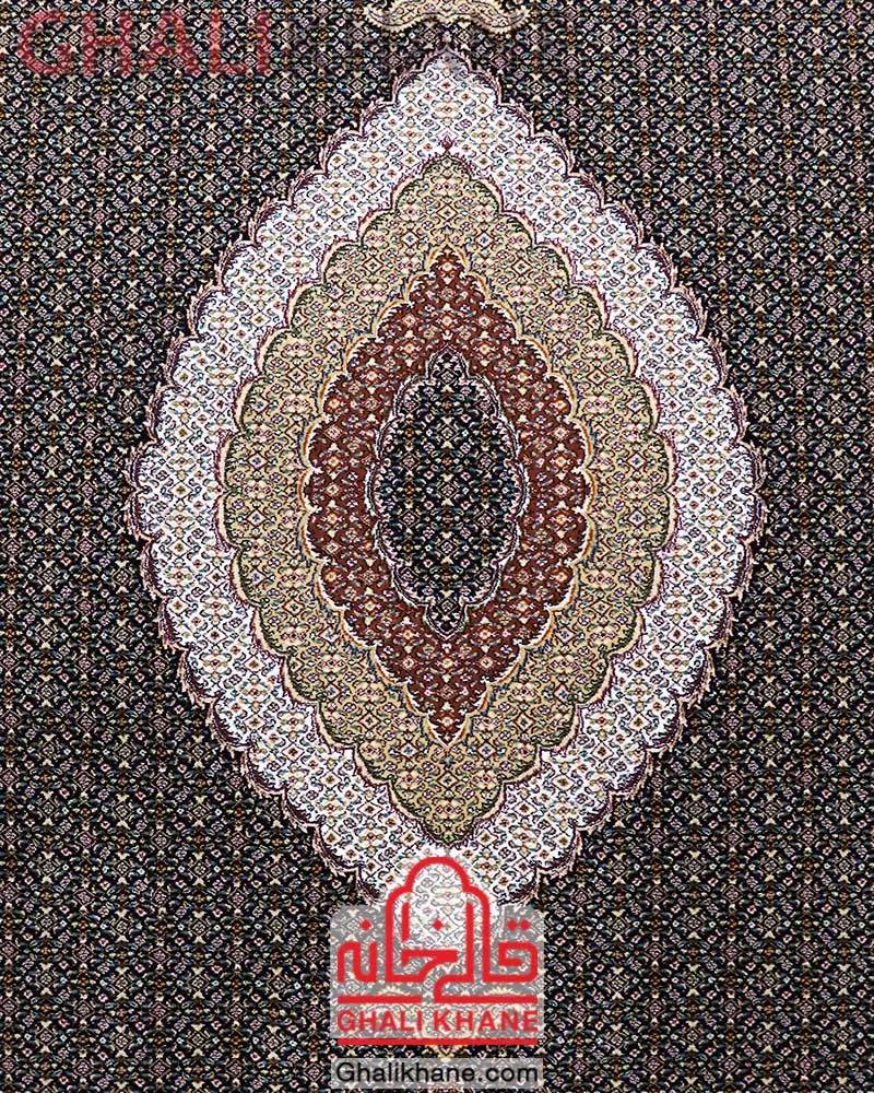 فرش نگین مشهد طرح ریز ماهی 700 شانه کد 2609 سرمه ای