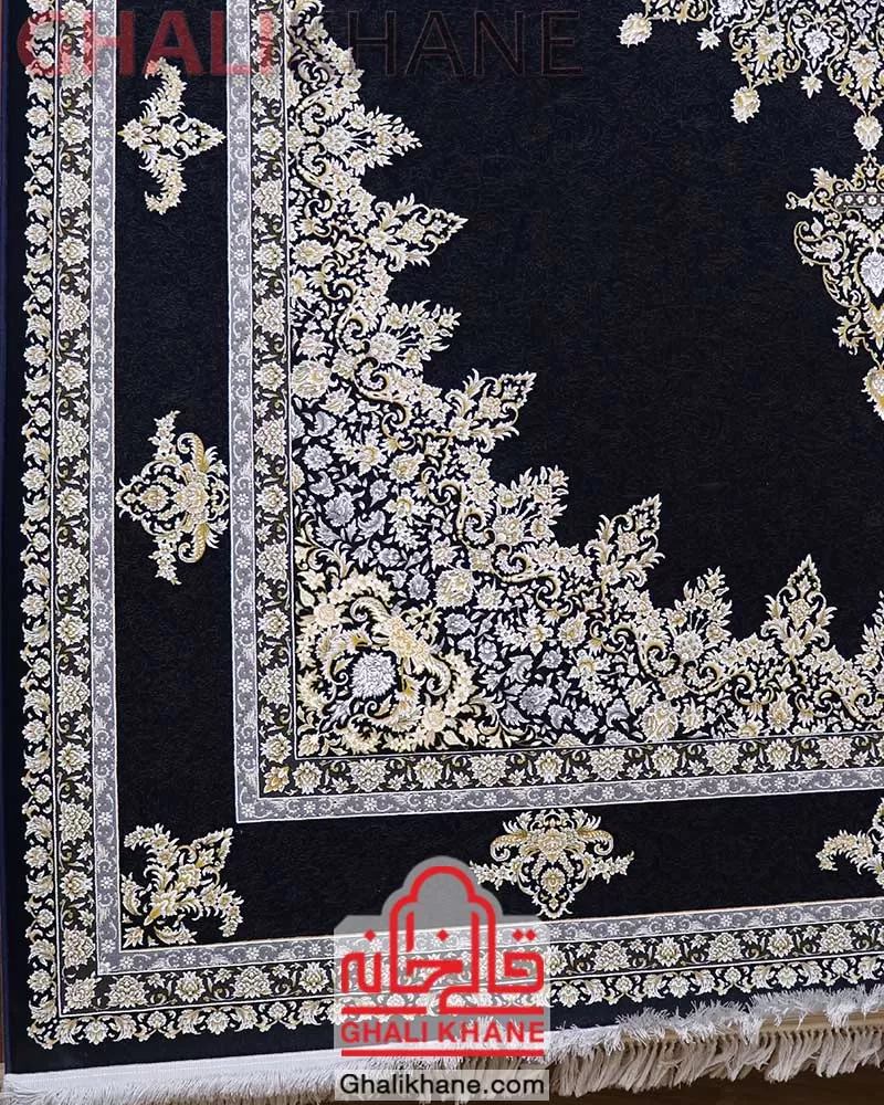 فرش زمرد مشهد کد 23007 سرمه ای