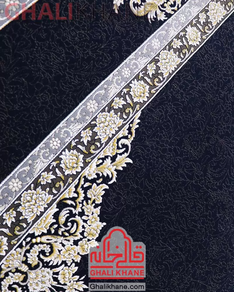 فرش ماشینی زمرد مشهد کد 23007 سرمه ای