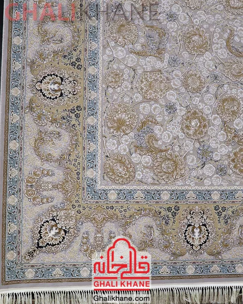 فرش مشهد 1200 شانه کد 803143 نقره ای
