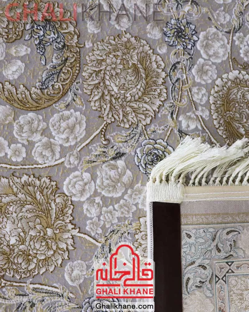 فرش مشهد کد 803143 نقره ای جدید