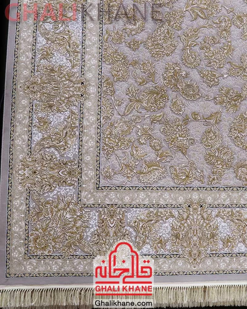 فرش افشان مشهد کد 803144 نقره ای