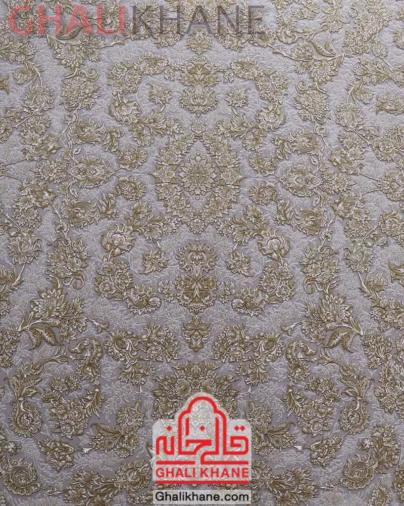 فرش مشهد طرح افشان کد 803144 نقره ای 1200 شانه