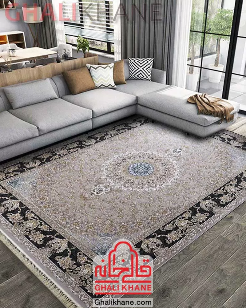فرش 1200 شانه مشهد کد 803438 نقره ای