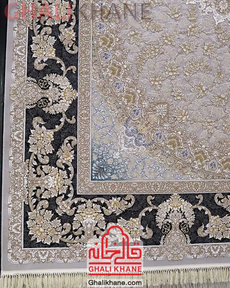 فرش 1200 شانه مشهد کد 803438 نقره ای