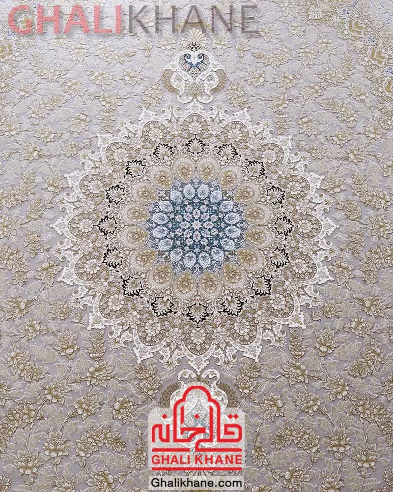 فرش مشهد طرح 803438 نقره ای