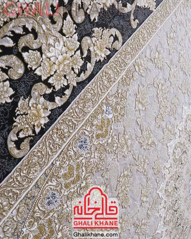 فرش مشهد طرح 803438 نقره ای