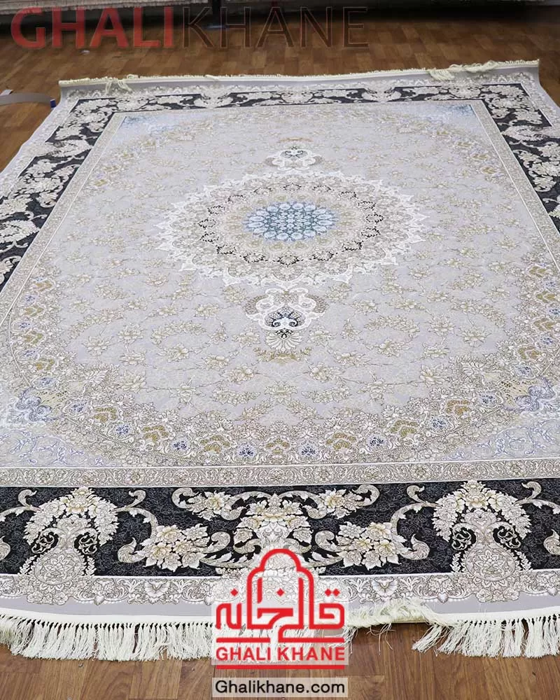 فرش مشهد طرح 803438 نقره ای