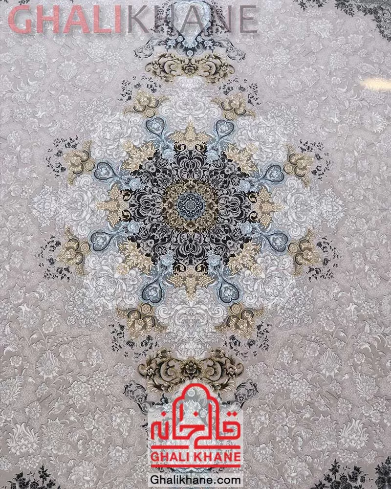 فرش ماشینی مشهد کد 806002 نقره ای