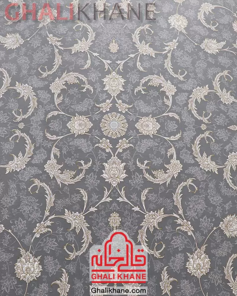 فرش مشهد 1200 شانه طوسی افشان کد 806004