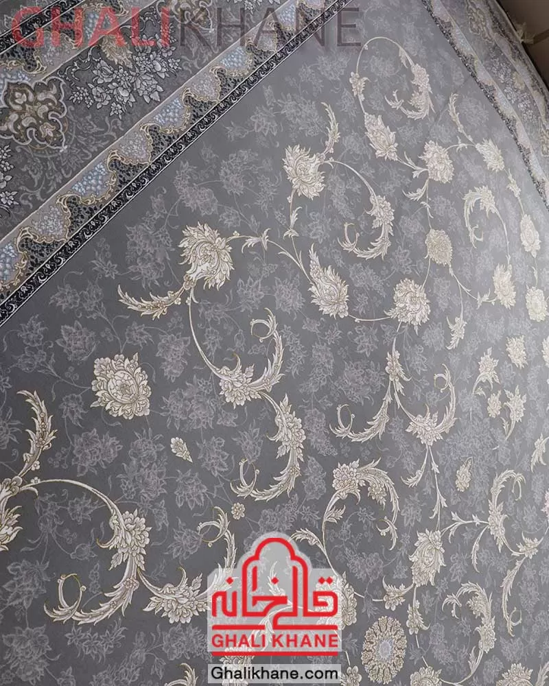 فرش مشهد 1200 شانه طوسی افشان کد 806004