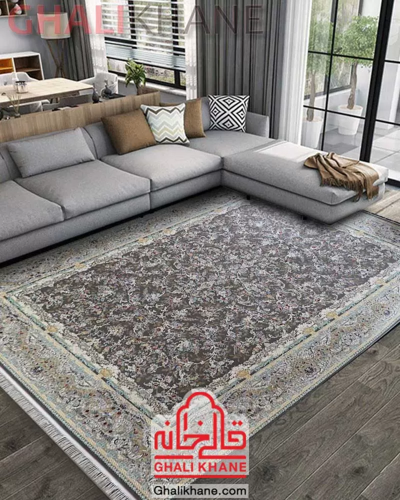 فرش مشهد کد 813012 طوسی طرح افشان