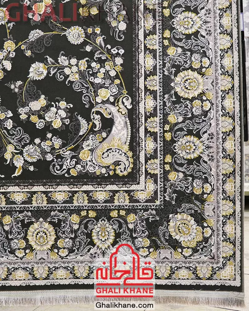 فرش تهران طرح ترمه دودی طلایی 1200 شانه