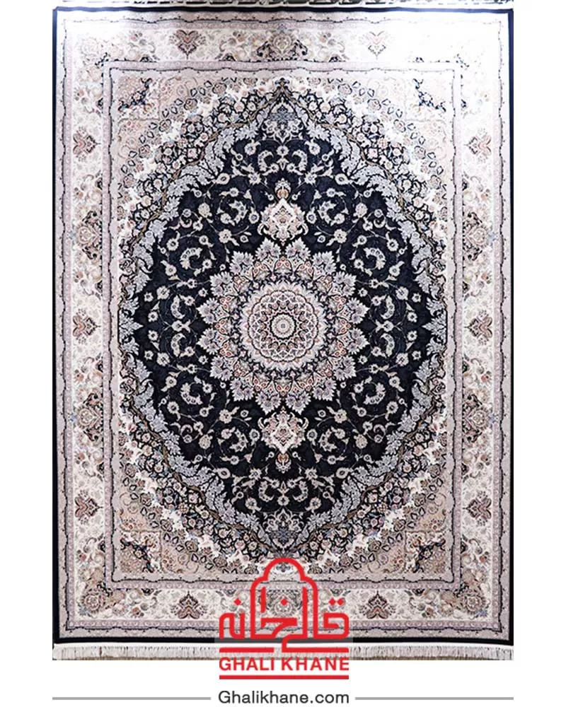 فرش زمرد مشهد کد 37002 سرمه ای