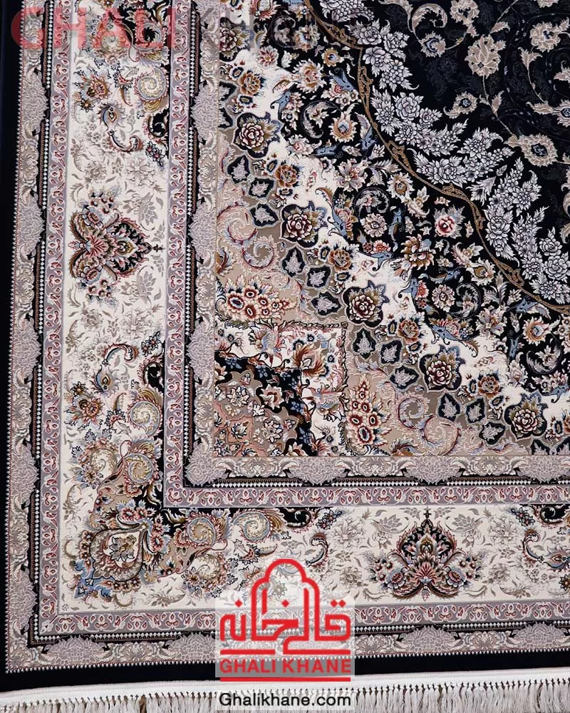 فرش زمرد مشهد کد 37002 سرمه ای