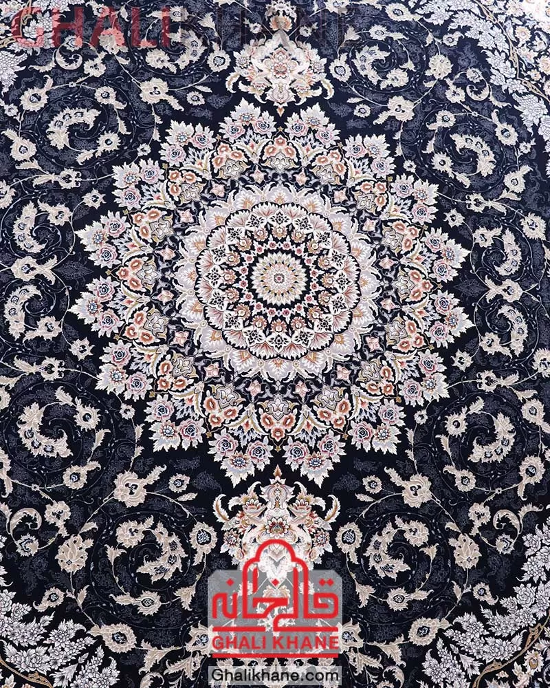 فرش زمرد مشهد کد 37002 سرمه ای