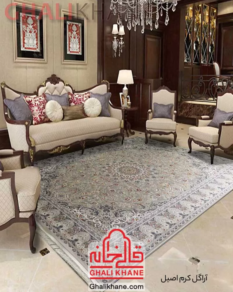 فرش تهران طرح آراگل کرم اصیل