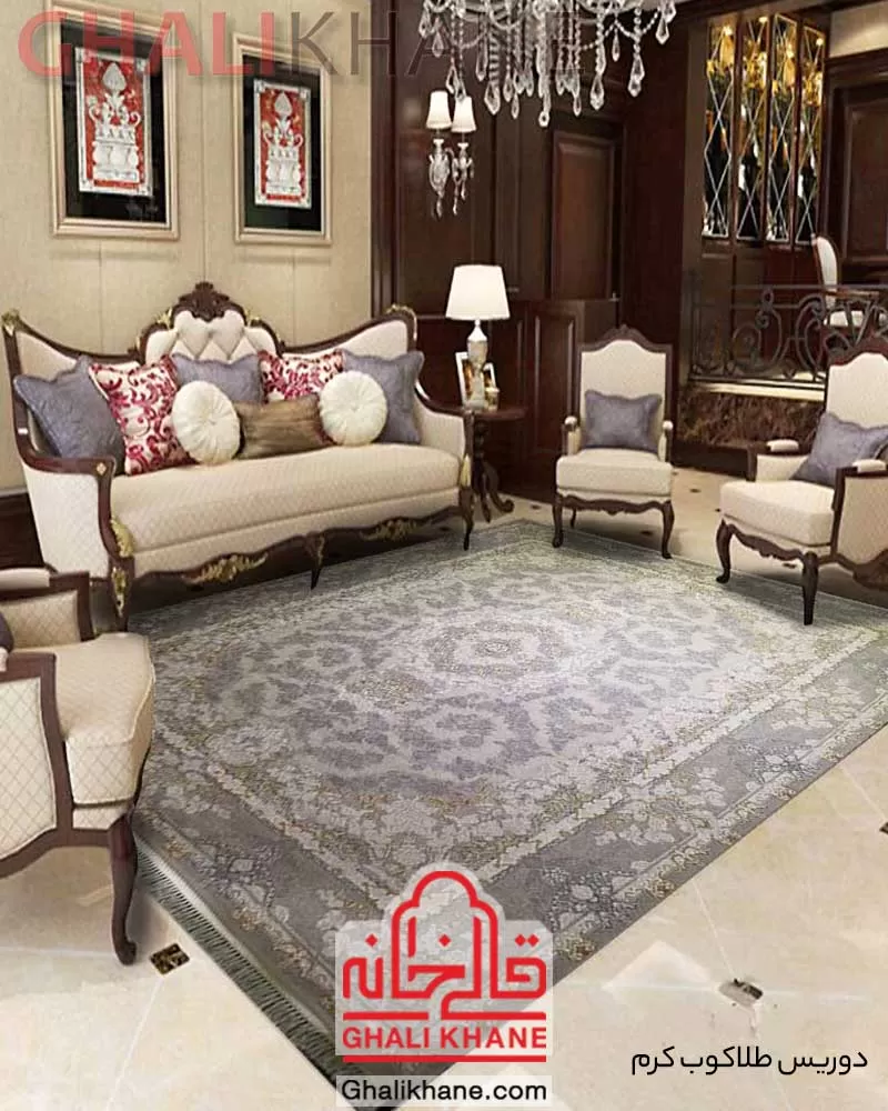 فرش تهران طرح دوریس طلاکوب کرم