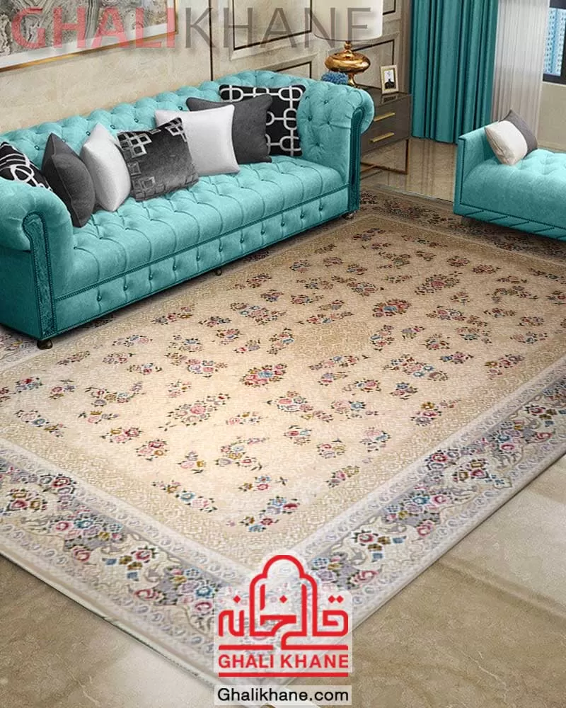 فرش ایده آل 1200 شانه طرح ارغوان کرم
