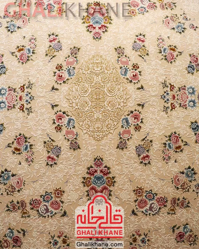 فرش ایده آل طرح ارغوان کرم