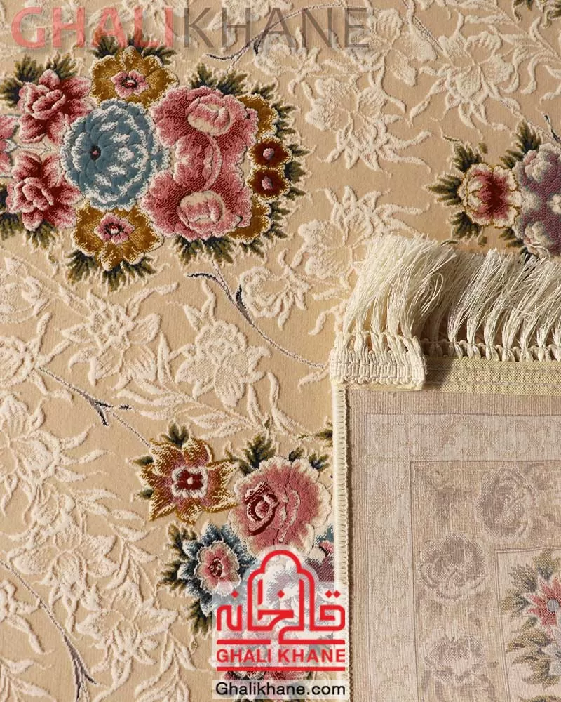 فرش ایده آل طرح ارغوان کرم 1200 شانه