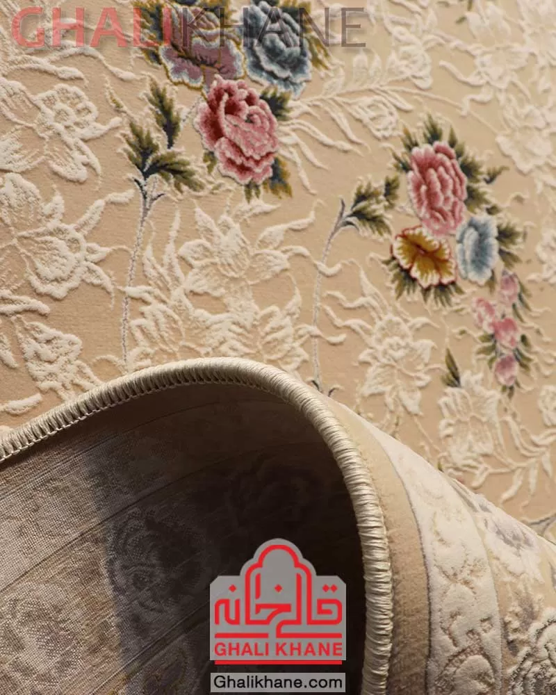 فرش ایده آل طرح ارغوان کرم 1200 شانه
