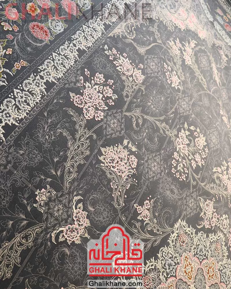 فرش ایده آل طرح ترنم دودی گل برجسته