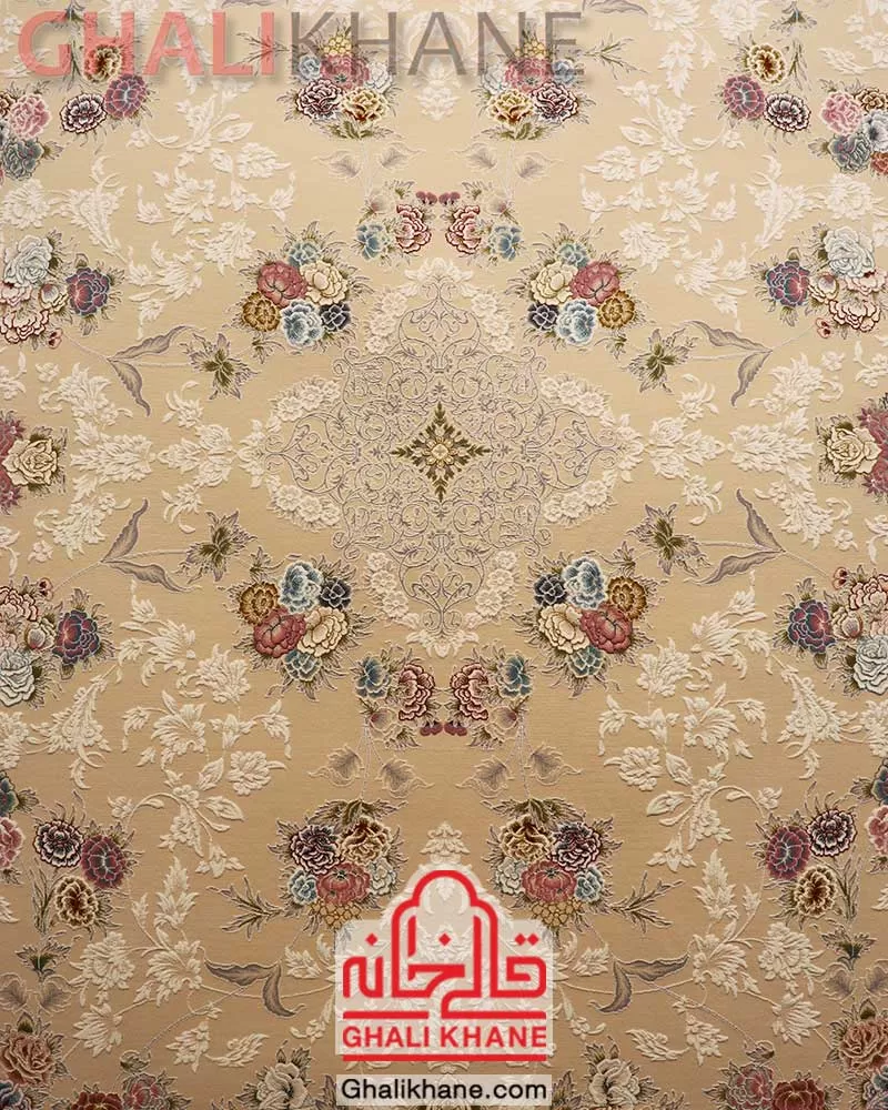 فرش ایده آل طرح چیچک کرم 1200 شانه