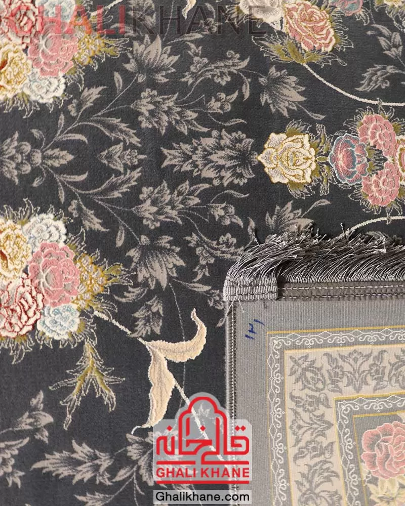 فرش ایده آل طرح چیچک دودی گل برجسته