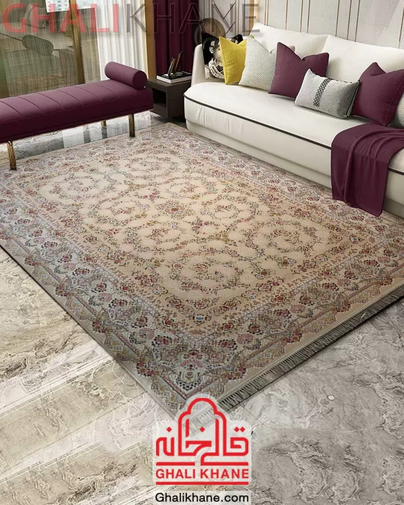 فرش ایده آل طرح خاتم کرم افشان