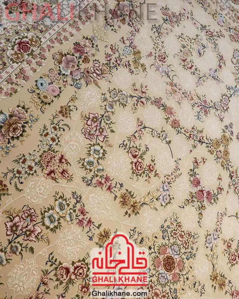 فرش ایده آل طرح خاتم کرم برجسته