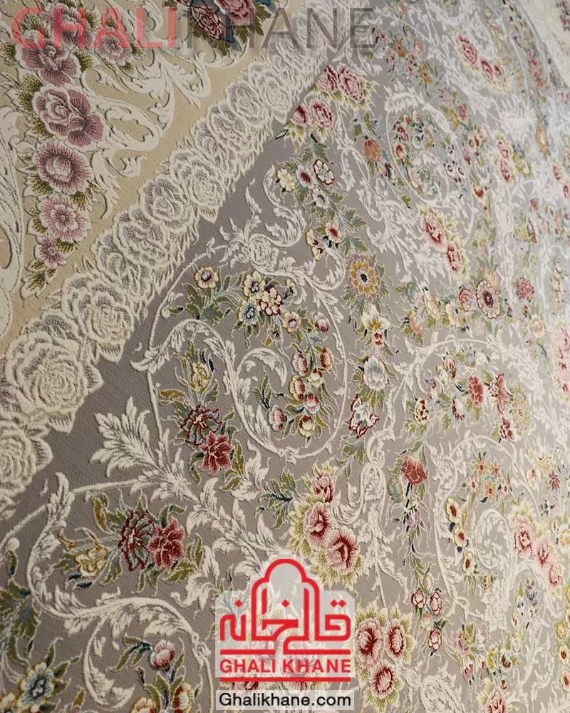 فرش ایده آل طرح خوشه فیلی گل برجسته