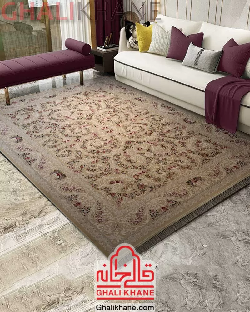 فرش ایده آل طرح خوشه کرم افشان