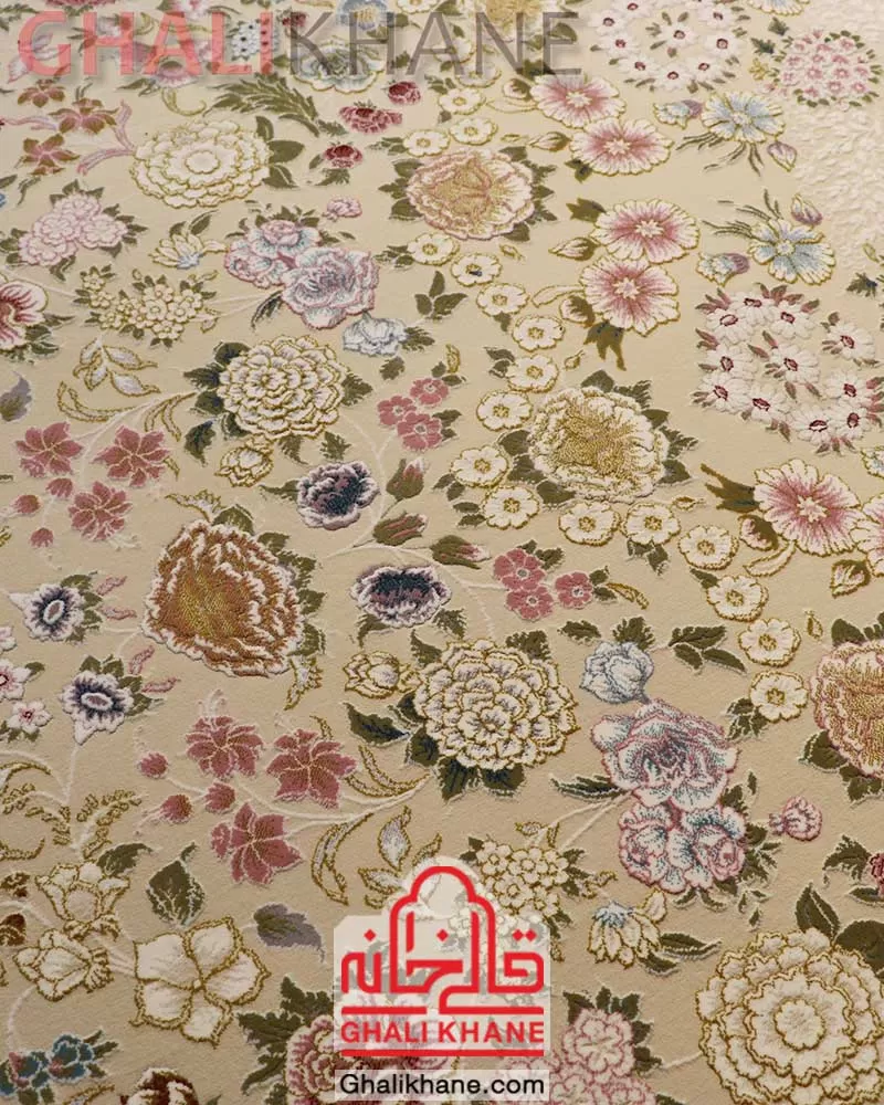 فرش ایده ال طرح رزیتا کرم گل برجسته