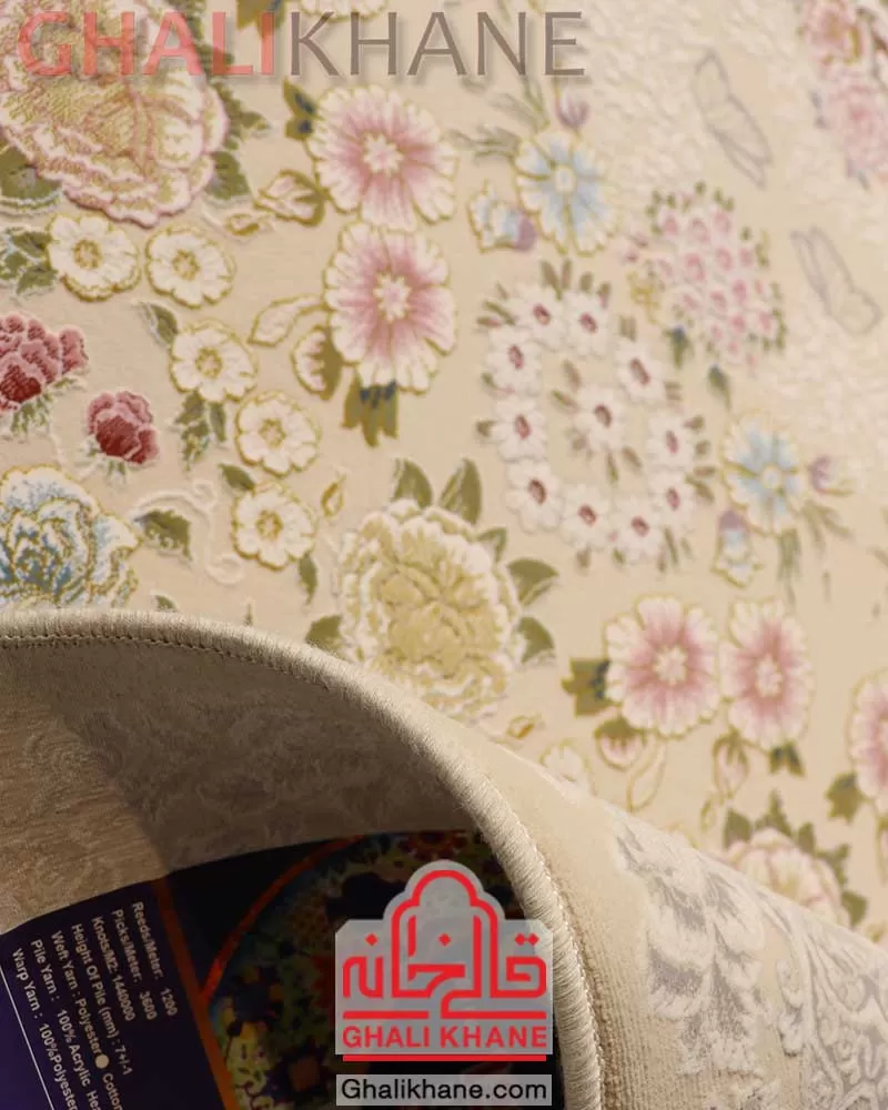 فرش ایده ال طرح رزیتا کرم تراکم 3600