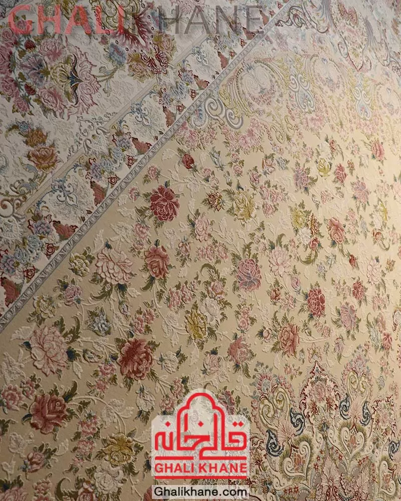 فرش ایده آل طرح گلسار کرم