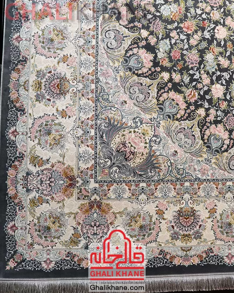 فرش ماشینی ایده آل طرح گلسار دودی