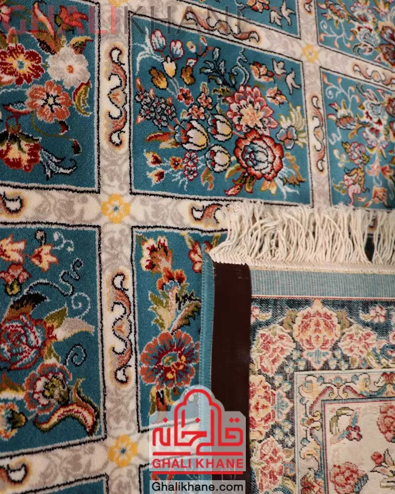 فرش نگین مشهد طرح خشتی 700 شانه آبی