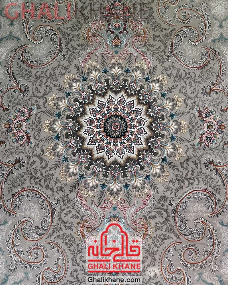 فرش نگین مشهد 700 شانه کد 726 نقره ای