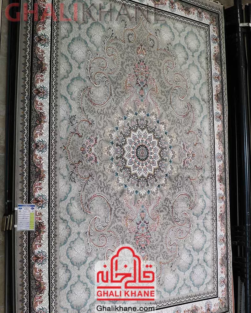 فرش نگین مشهد کد 726 نقره ای 700 شانه