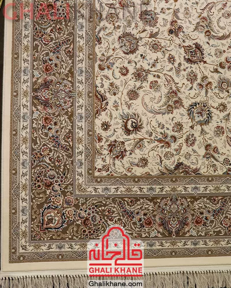 فرش زمرد مشهد کد 37003 کرم