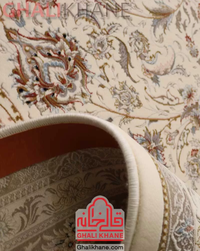 فرش زمرد مشهد کد 37003 کرم 1200 شانه