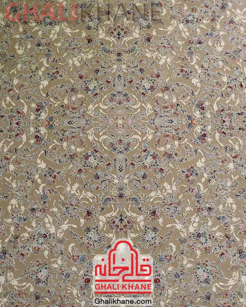 فرش مشهد 1500 شانه گل برجسته بژ کد 813012