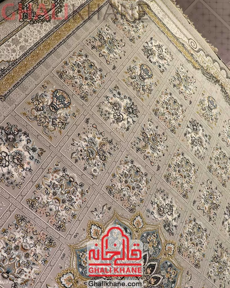 فرش نگین مشهد کد 1016 نقره ای 1000 شانه