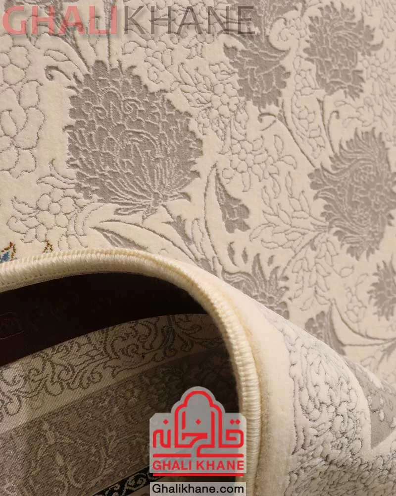 فرش نگین مشهد کد 1221 کرم 1200 شانه