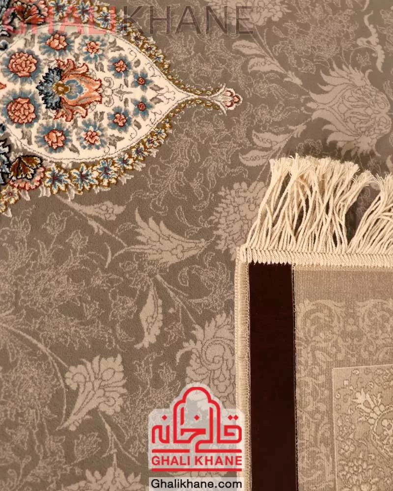 فرش نگین مشهد کد 1221 طوسی گل برجسته