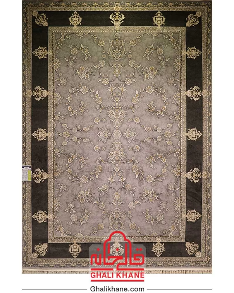 فرش زمرد مشهد کد 30009 دودی طرح افشان