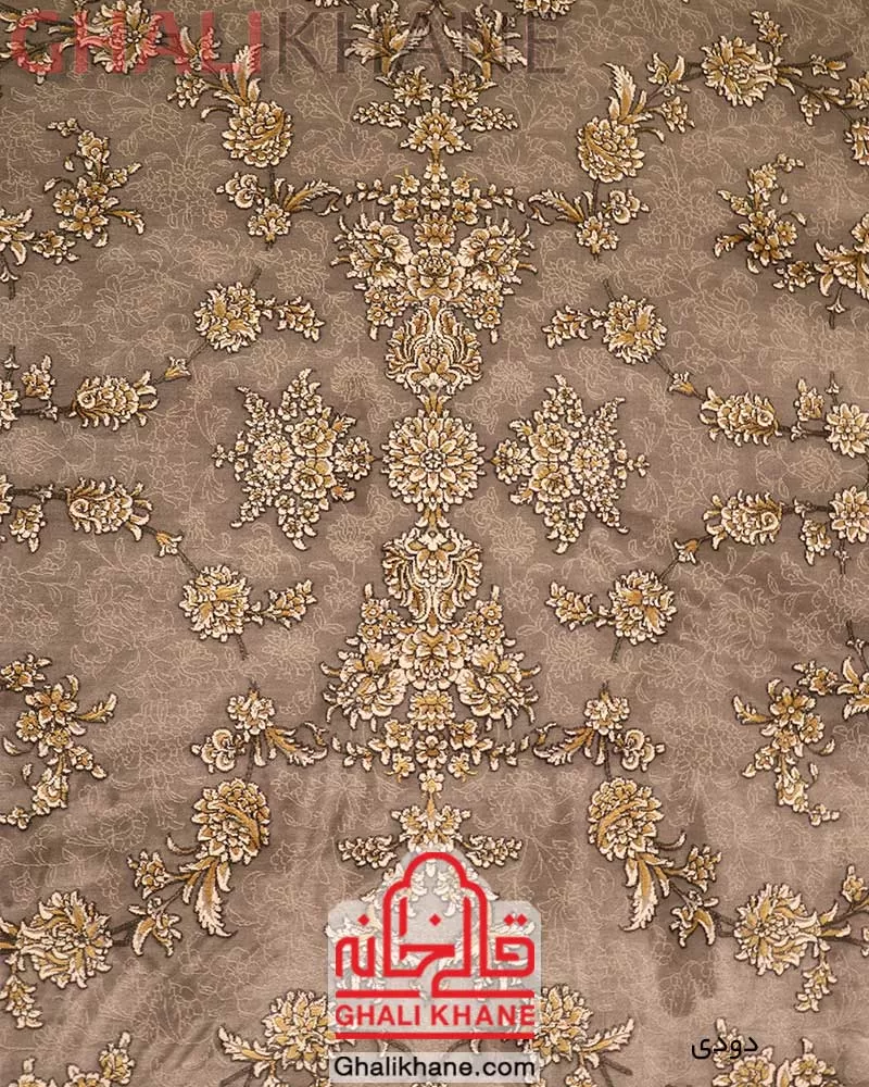 فرش زمرد مشهد کد 30009 دودی طرح افشان