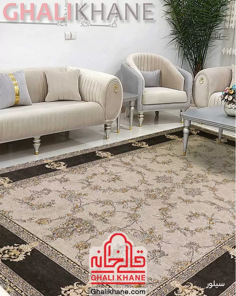 فرش زمرد مشهد 700 شانه طرح افشان کد 30009 سیلور